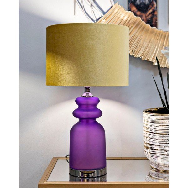 Żółto-fioletowa lampa stołowa z tekstylnym kloszem (wysokość 57,5 cm) Milva Two – Mauro Ferretti-image-1