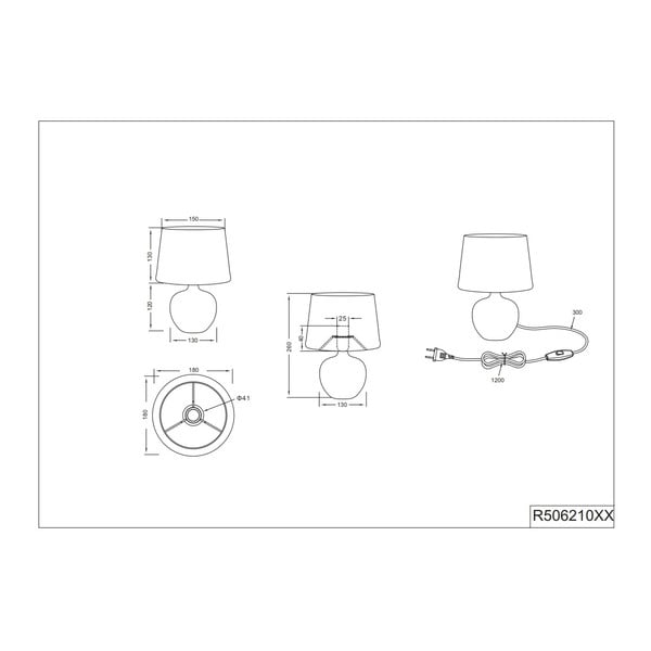 Czarna lampa stołowa z ceramiki i tkaniny Reality Luxor, wys. 26 cm-image-2