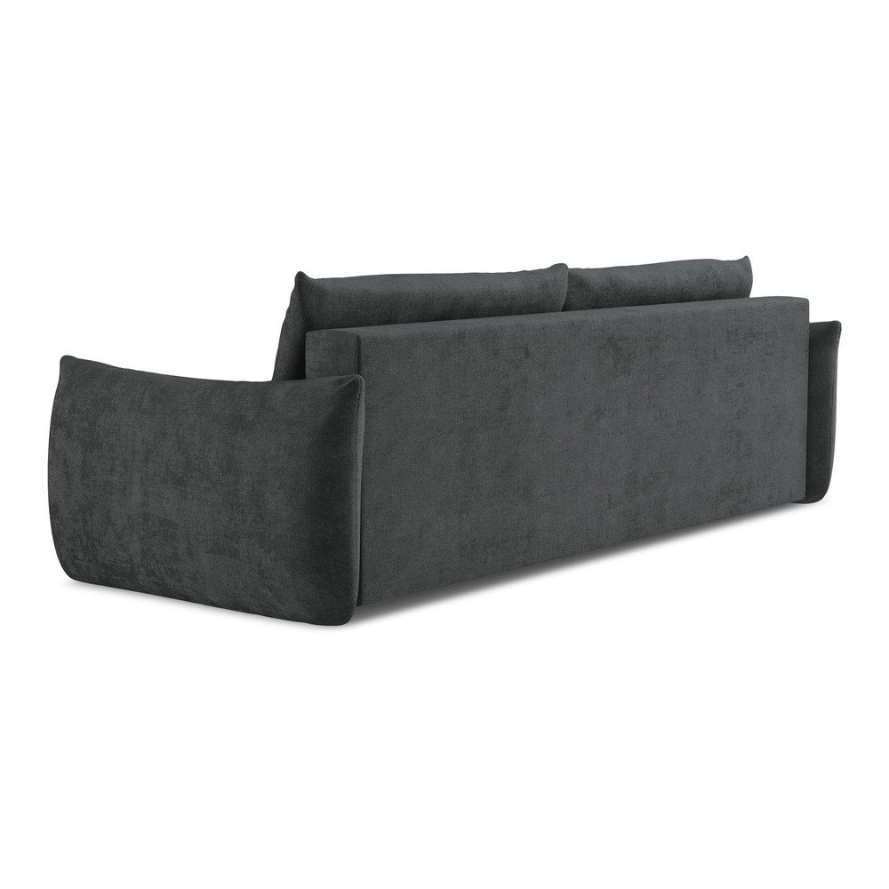 Ciemnoszara rozkładana sofa z tkaniny szenilowej 230 cm Leila – Makamii (zdjęcie 6)