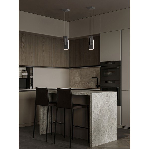 Jasnoszara metalowa lampa wisząca LED ze ściemniaczem Totem – Nova Luce-image-1