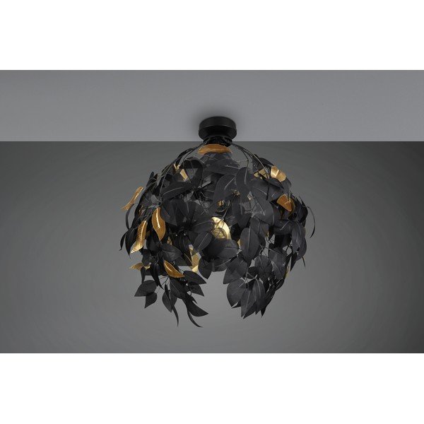 Metalowa lampa sufitowa w kolorze matowej czerni z plastikowym kloszem ø 38 cm Leavy – Reality-image-2
