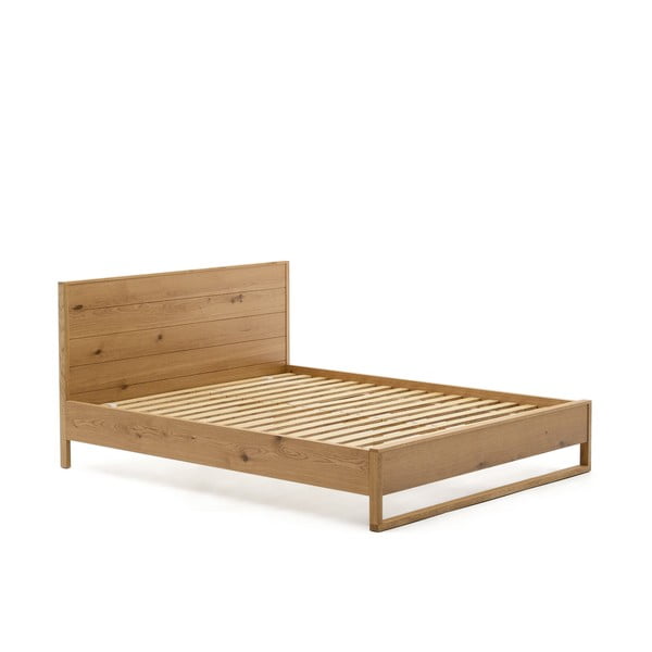 Łóżko dwuosobowe z litego drewna dębowego ze stelażem 180x200 cm w naturalnym kolorze Alguema – Kave Home