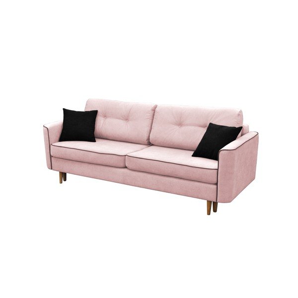 Różowa 3-osobowa sofa rozkładana z jasnymi nogami Mazzini Sofas Ivy-image-1