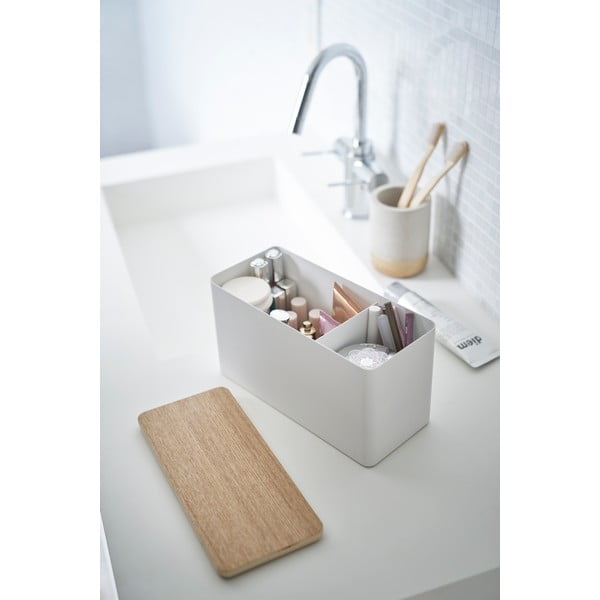 Biały organizer z pokrywką ze sklejki Yamazaki Rin-image-1