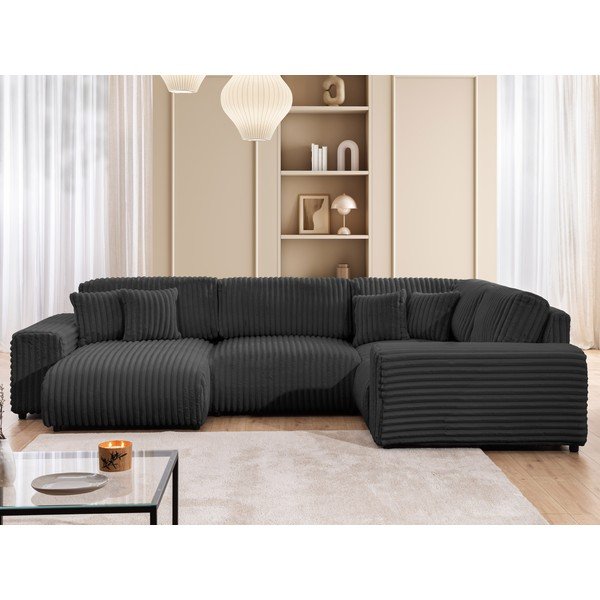 Ciemnoszary sztruksowy narożnik (prawostronny/w kształcie litery U) Justin – Ropez-image-1