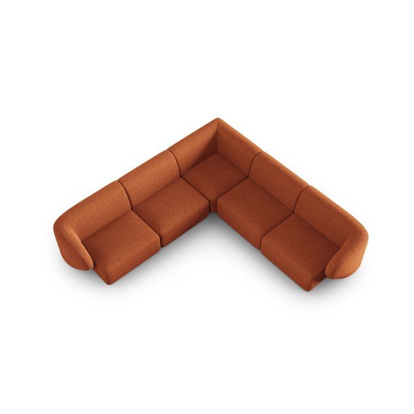 Narożnik z tkaniny szenilowej w kolorze terakoty Paolo – Milo Casa-image-1