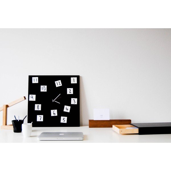 Zegar ścienny dESIGNoBJECT.it Changing Clock Black, 50 x 50 cm -image-1