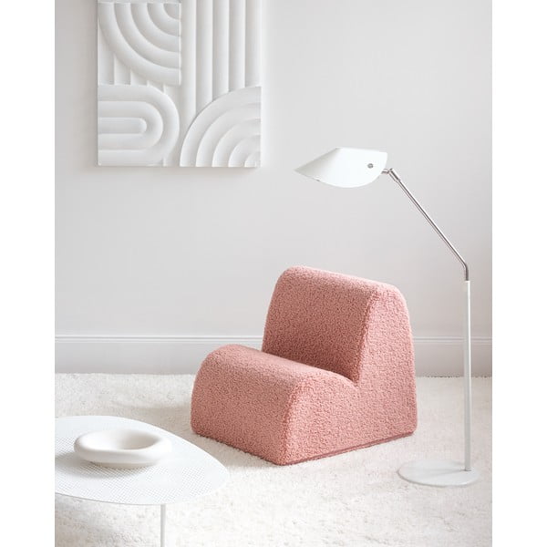 Różowy fotel dziecięcy z materiału bouclé Cloud – Wigiwama-image-2