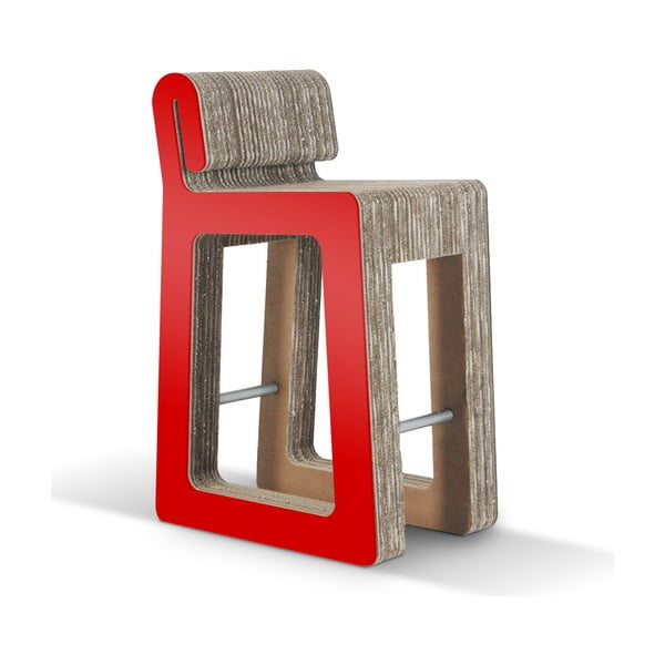 Barowe kartonowe krzesło Hook Stool Red