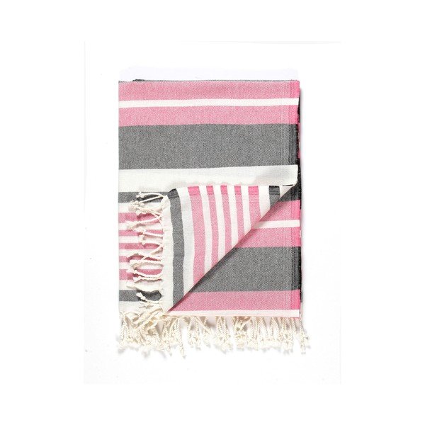 Różowo-szary ręcznik z domieszką bawełny Kate Louise Cotton Collection Line Pink Grey, 100x180 cm-image-3