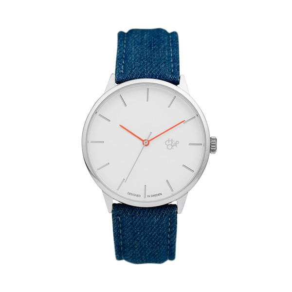 Zegarek z niebieskim paskiem i białym cyferblatem CHPO Khorshid Denim