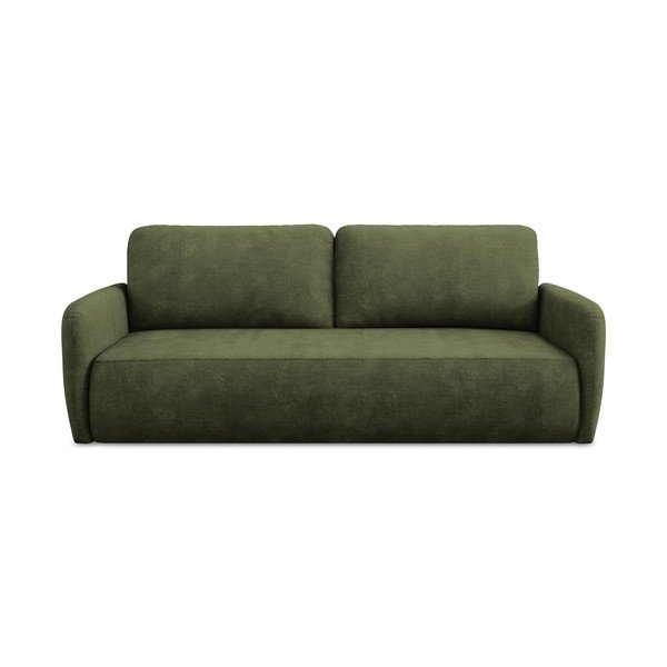 Zielona rozkładana sofa z tkaniny szenilowej ze schowkiem 218 cm Lilo – Makamii