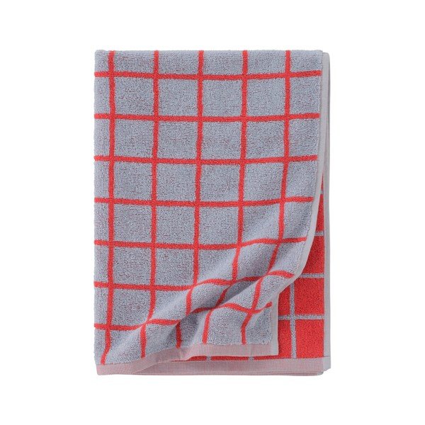 Czerwony/jasnoniebieski bawełniany ręcznik 50x70 cm Grid – Jotex