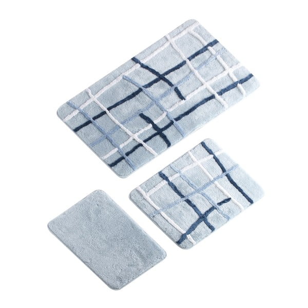 Zestaw 3 niebieskich dywaników łazienkowych Verge Bath Mat Linose