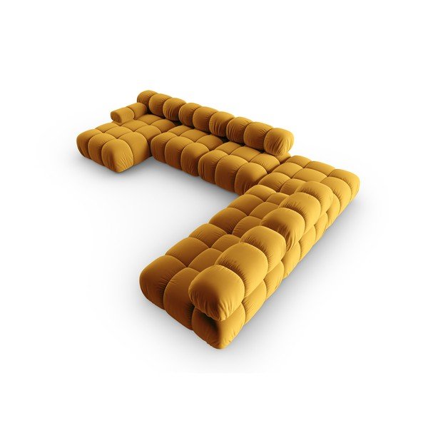 Żółta aksamitna sofa 379 cm Bellis – Micadoni Home-image-4