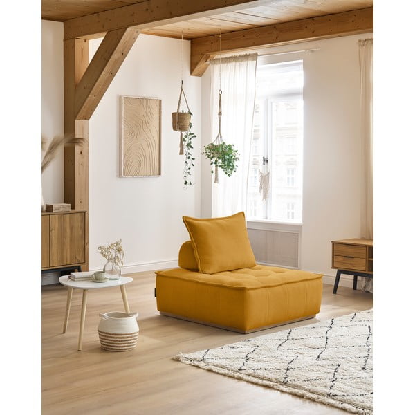Musztardowy fotel z tkaniny szenilowej Elisa – Bobochic Paris-image-1