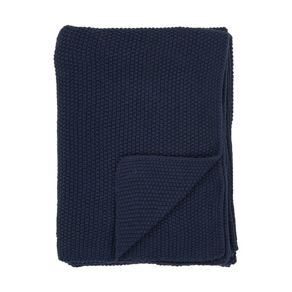 Ciemnoniebieski koc z bawełny z recyklingu 130x170 cm Santos – House Nordic