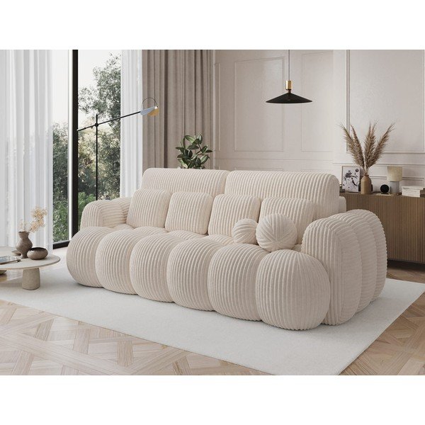 Beżowa sztruksowa rozkładana sofa 256 cm Cotonn – ELTAP-image-3