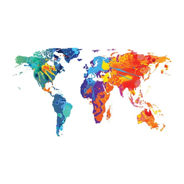 Naklejka ścienna Ambiance Wall Decal Worlds Map Design Watercolor, 60x105 cm-image-2