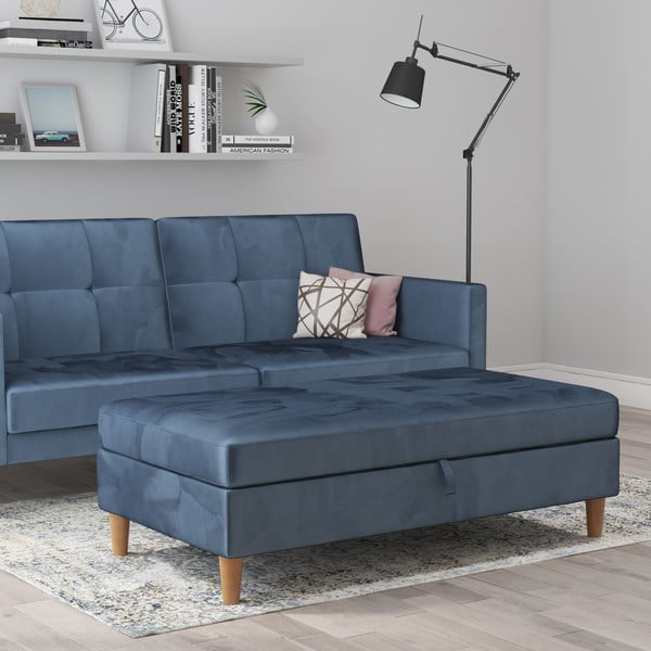 Niebieski aksamitny podnóżek Lilly – Støraa-image-3