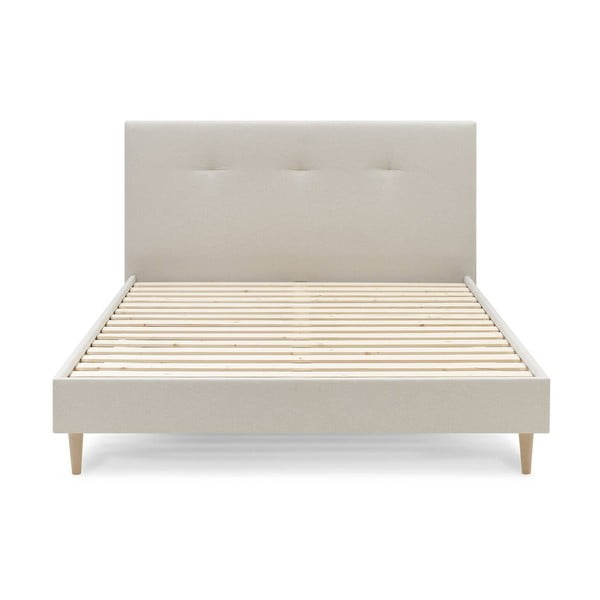 Beżowe tapicerowane łóżko dwuosobowe ze stelażem 160x200 cm Tory – Bobochic Paris-image-1