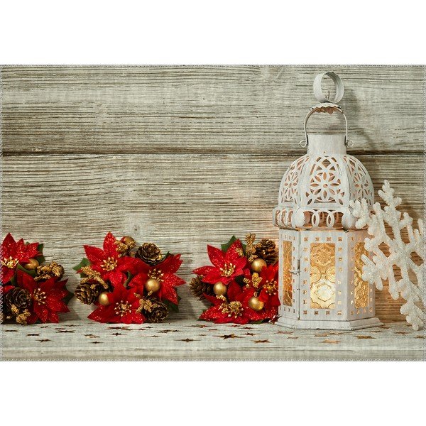 Dywan Vitaus Christmas Period Lantern With Red Flowers, 50x80 cm