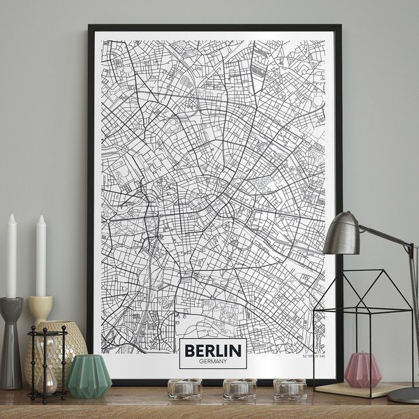 Plakat w ramie MAP/BERLIN, 70x100 cm-image-1