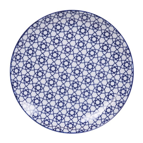 Niebieski talerz porcelanowy Tokyo Design Studio Stripe, ø 25,7 cm