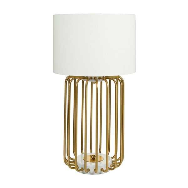 Biała lampa stołowa z podstawą w złotej barwie Santiago Pons Pam, ⌀ 40 cm