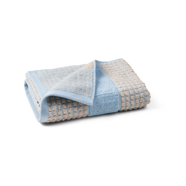 Jasnoniebiesko-beżowy ręcznik z bawełny organicznej 50x100 cm Check – JUNA-image-2