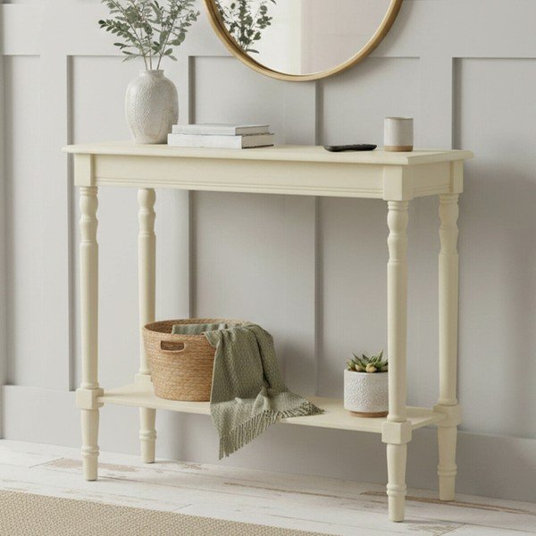 Konsola z litego drewna sosnowego w kolorze kości słoniowej 30x80 cm Heritage – Premier Housewares-image-1