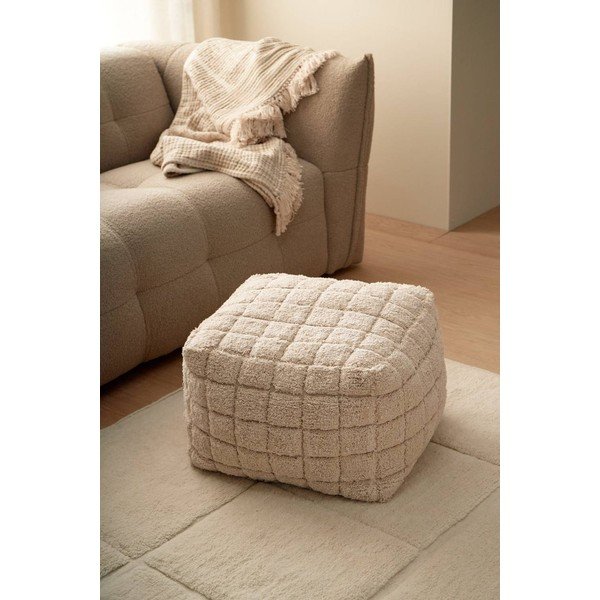 Kremowy puf Check – Ellos Home-image-1