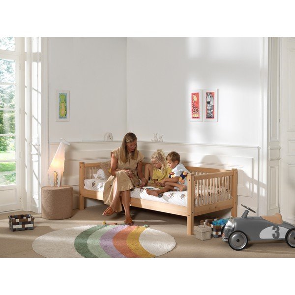 Łóżko dziecięce z litego drewna bukowego ze stelażem 90x200 cm w naturalnym kolorze Forrest – Vipack-image-3