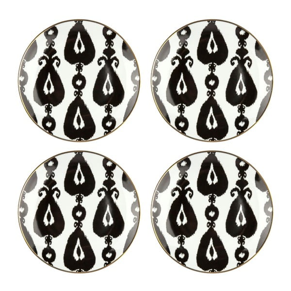 Zestaw 4 Czarno-białych talerzy porcelanowych Vivas Morocco, Ø 23 cm