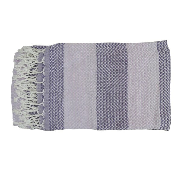 Fioletowo-szary ręcznik kąpielowy tkany ręcznie z wysokiej jakości bawełny Homemania Alya Hammam, 100 x 180 cm