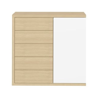 Biała niska szafa w dekorze dębu 113x113 cm Hugo – TemaHome