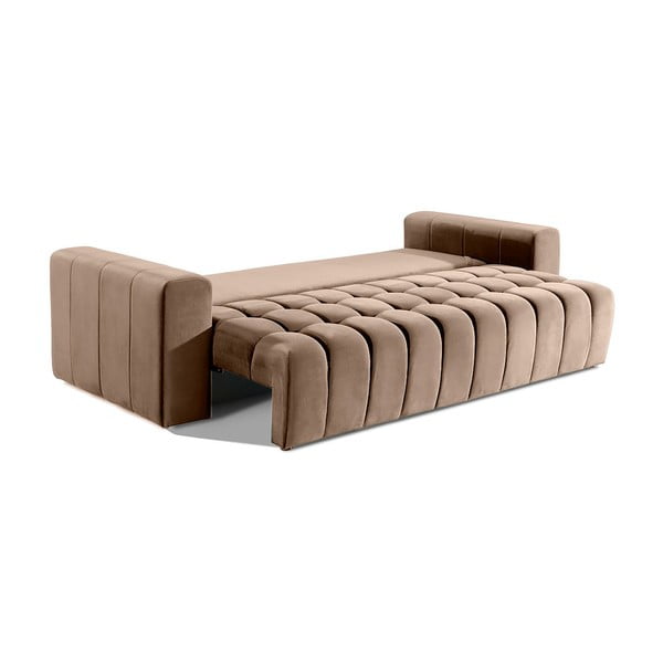 Jasnobrązowa aksamitna rozkładana/ze schowkiem sofa 247 cm Lazaro – ELTAP-image-3
