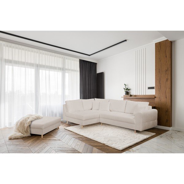 Beżowy puf z materiału bouclé Ariella – Ropez-image-1