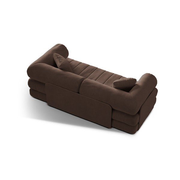Brązowa aksamitna rozkładana sofa 206 cm Kemi – Cosmopolitan Design-image-3