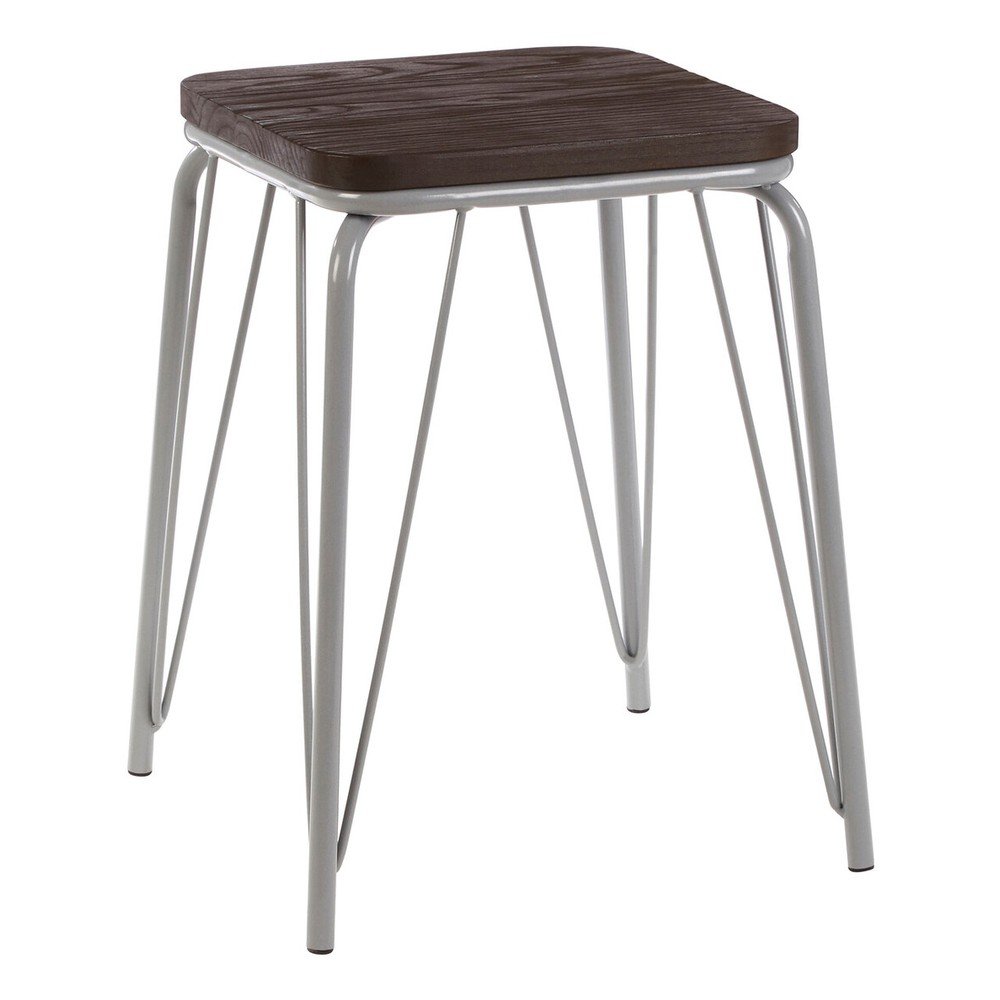 Szary/w ciemnym naturalnym kolorze stołek z litego drewna wiązu District – Premier Housewares
