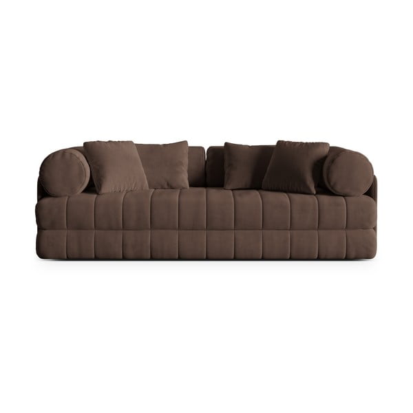 Brązowa aksamitna rozkładana sofa 206 cm Kemi – Cosmopolitan Design