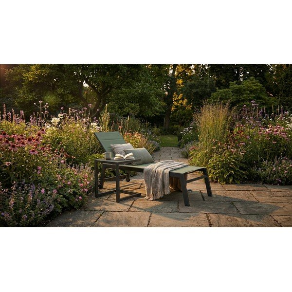 Zielony metalowy leżak ogrodowy Hilde   – Bizzotto-image-1