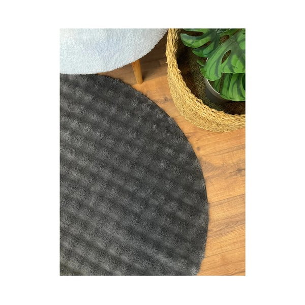 Antracytowy okrągły dywan odpowiedni do prania ø 145 cm Bubbly – Oyo Concept-image-3