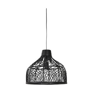 Czarna lampa sufitowa z rattanowym kloszem ø 42 cm Pocita – Light & Living