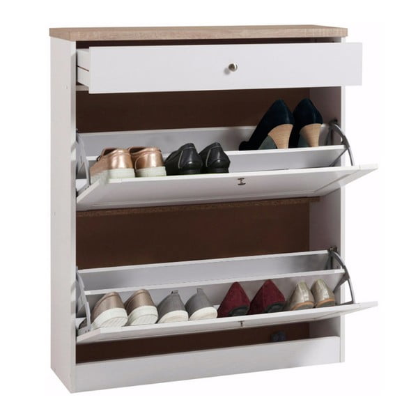 Biała szafka na buty z 1 szufladą Støraa Hector, 2 przegródki-image-1