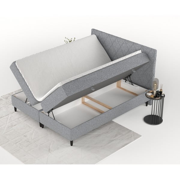 Szare łóżko boxspring ze schowkiem 180x200 cm Gwen – Maison de Rêve-image-4