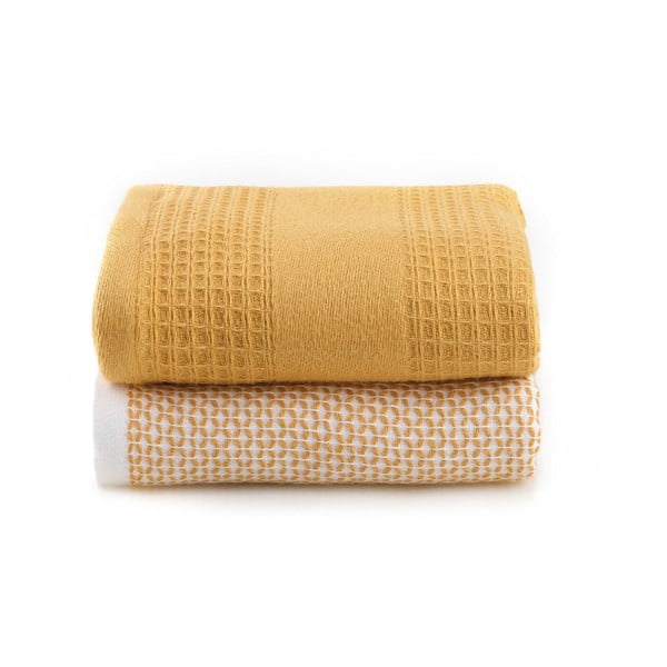Żółte ręczniki waflowe zestaw 2 szt. 40x60 cm Betty – Foutastic-image-3