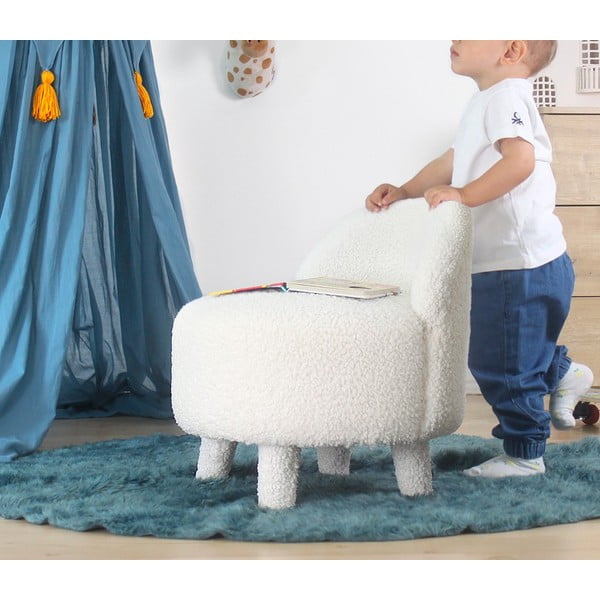 Biały fotel dziecięcy z materiału bouclé Moouv – Artie-image-2
