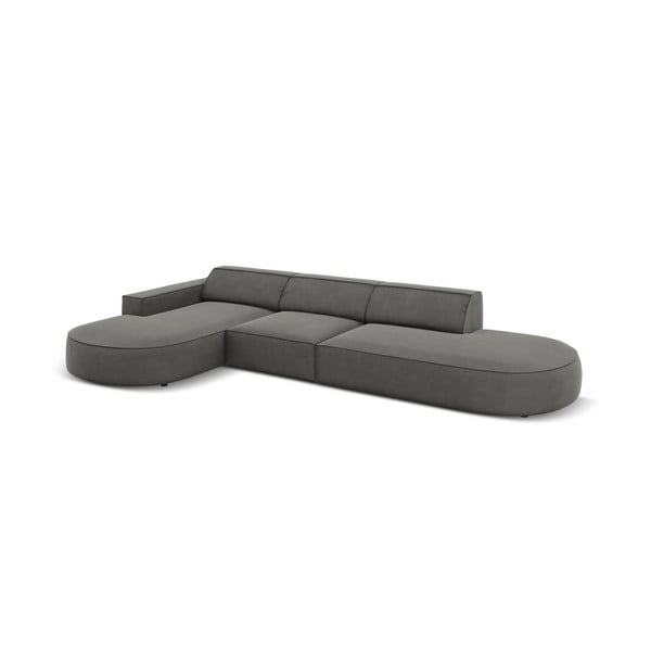 Szary aksamitny narożnik (lewostronny) Jodie − Micadoni Home-image-4