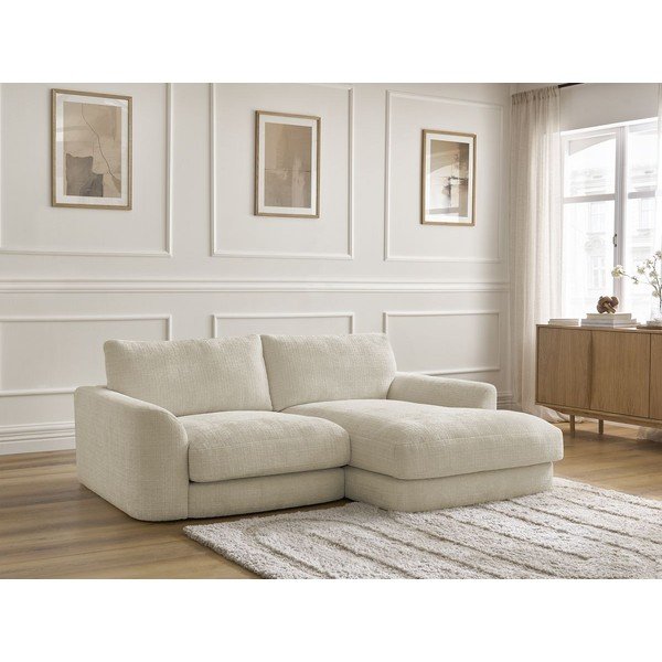 Beżowy narożnik z tkaniny szenilowej (prawostronny/z szezlongiem) Leonore – Bobochic Paris-image-3